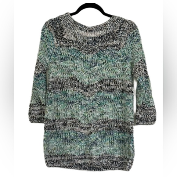 J. Jill Textured Convertible-Shoulder Sweater Green Jade Multi Size Small - Picture 5 of 8
